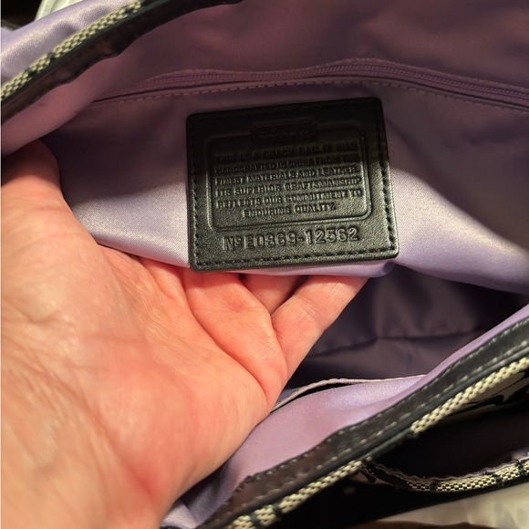 COACH Bleeker 12562 Shoulder Bag Black Patent Leather/Signature Canvas Medium - Picture 9 of 16